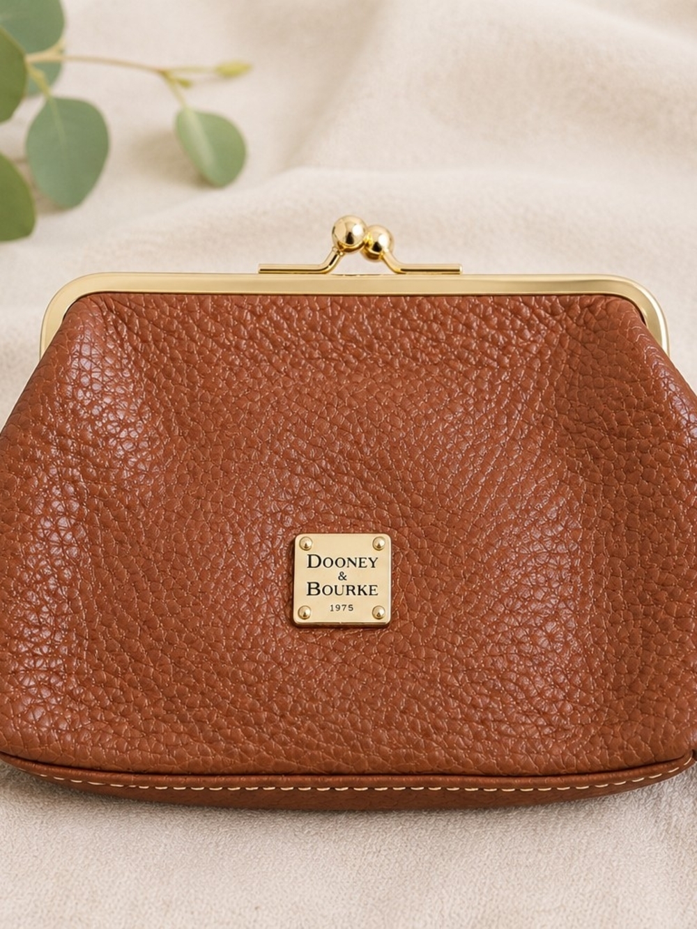 Dooney & Bourke Florentine Style Pebbled Leather Kiss Lock Mini Clutch